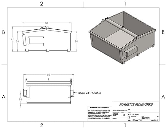 4yd Front Load Low Profile 4-Lid